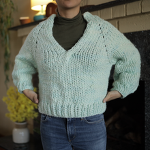 Load image into Gallery viewer, The Spins Sweater | Cucumber | One of a Kind Knit