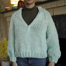 Load image into Gallery viewer, The Spins Sweater | Cucumber | One of a Kind Knit